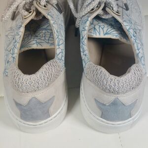 Lorena Antoniazzi Geo-Patterned Cream Suede Low-top Sneakers, EU41, NIB